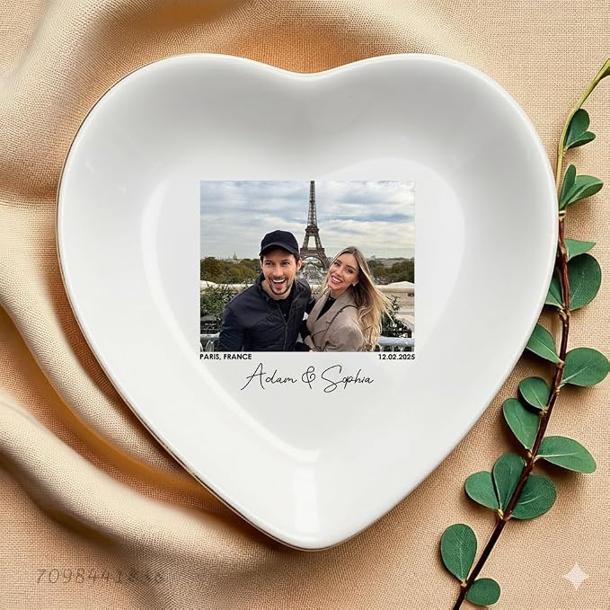 Custom Couple Portrait Polaroid Photo Ring Dish, Personalized Picture Jewelry - Image 5