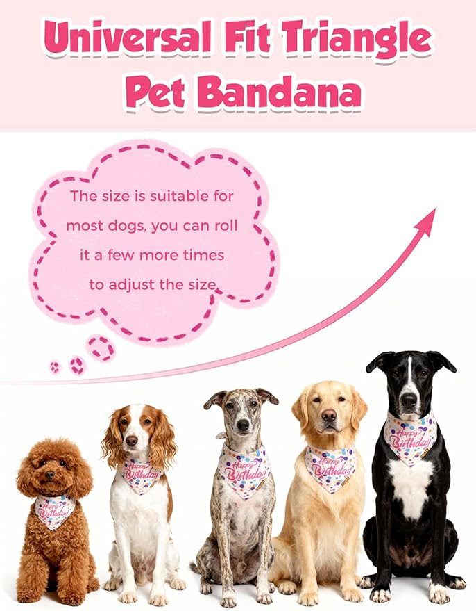 Luxury Double-Layer Dog Birthday Bandana – Handmade, Silk-Soft Polyester - Image 8