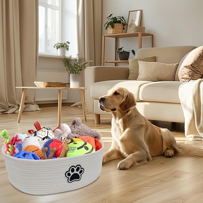 Dog Toy Box Woven Basket, Dog Toys Basket, Dogs Organization and Storage - Image 5