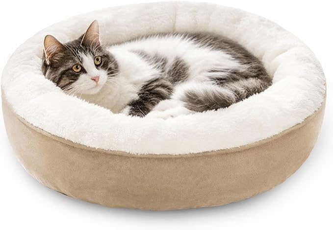 Love's cabin Round Donut Cat and Dog Cushion Bed, 20in Pet Bed by Lovescabin