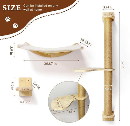 Wall Mount Cat Wall Shelves – Hammock, Scratching Post - Image 5