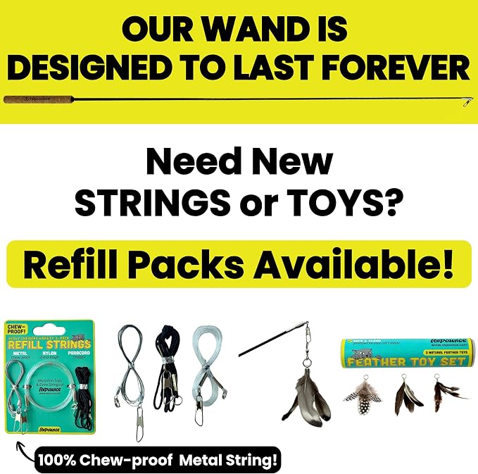 Forever Stick - The Unbreakable Cat Wand Toy, Extra Long Durable Cat String Toy - Image 4