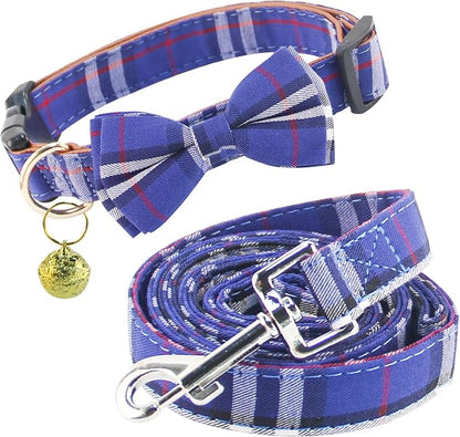 Yizepet Dog Collar and Leash Set-Plaid Puppy Collar by Yizepet