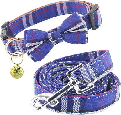 Yizepet Dog Collar and Leash Set-Plaid Puppy Collar by Yizepet