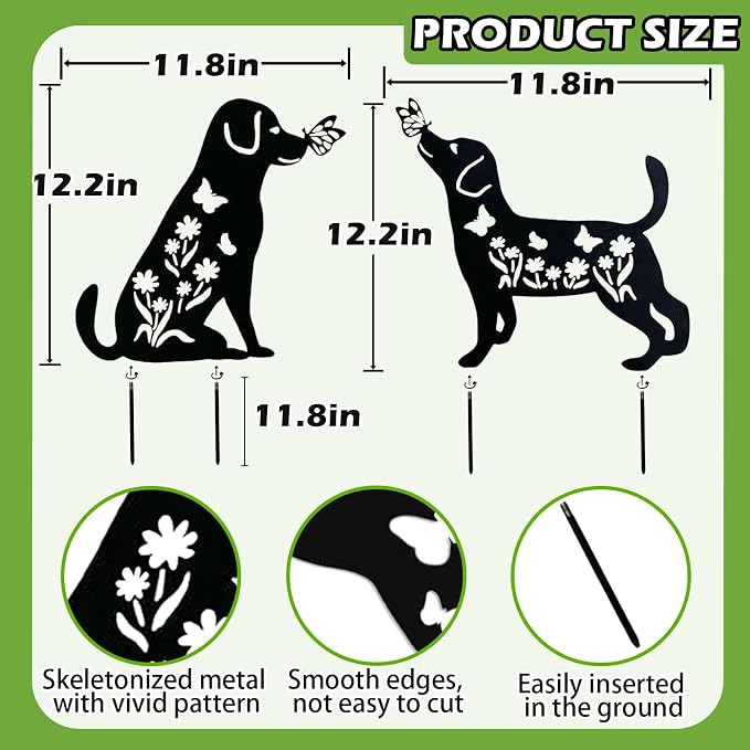 2 Pack Metal Dog Garden Decor for Outside - Image 2