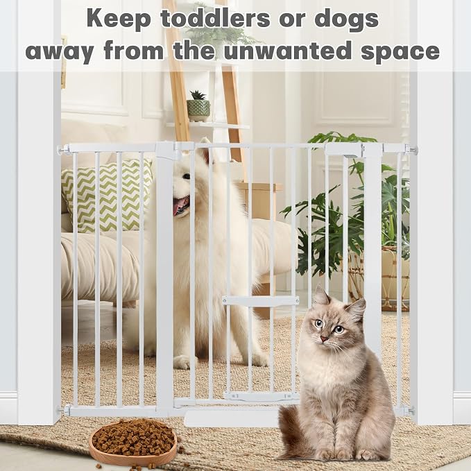 37 Inch Tall Baby Gate with Small Cat Door, Adjustable 29.55" and 46.06" - Image 6