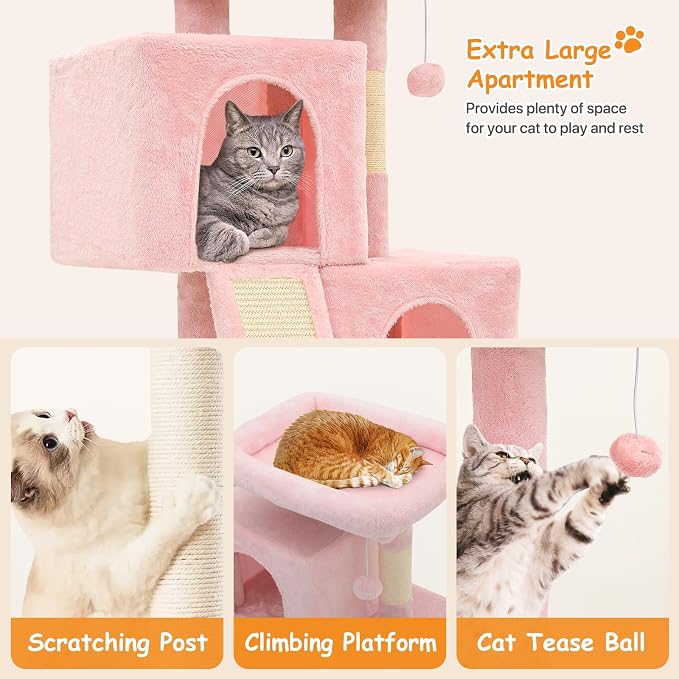 34'' Small Cat Tree with 2 Condos, Sisal Scratching Posts & Board, Sturdy Light - Image 5