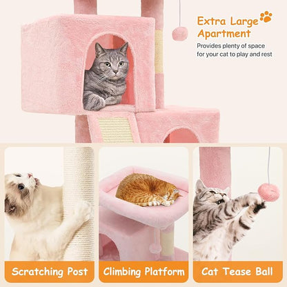 34'' Small Cat Tree with 2 Condos, Sisal Scratching Posts & Board, Sturdy Light - Image 5
