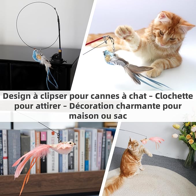 11PCS Realistic Bird Cat Toy Refills – Handmade Feather Cat Toys - Image 5