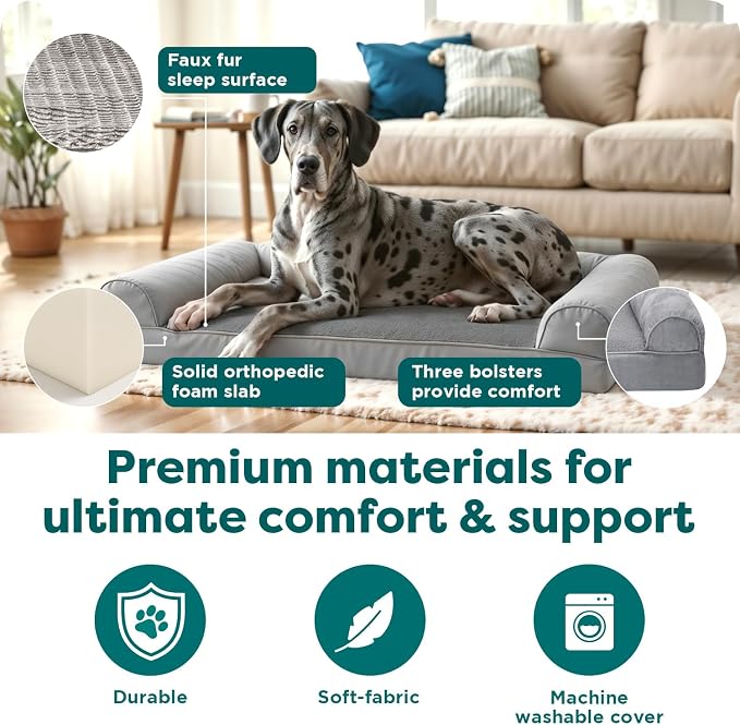 FurHaven Orthopedic Dog Bed For Large Dogs, Sofa Contour Mattress - Image 5