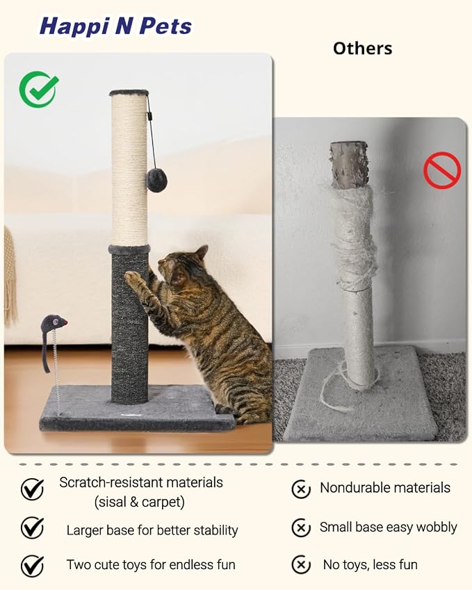 Happi N Pets 29.5" Tall Cat Scratching Post, Cat Scratcher - Image 4