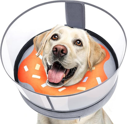 Inflatable Dog Cone with Transparent Shield, Protective Dog Donut Collar After by Didopet