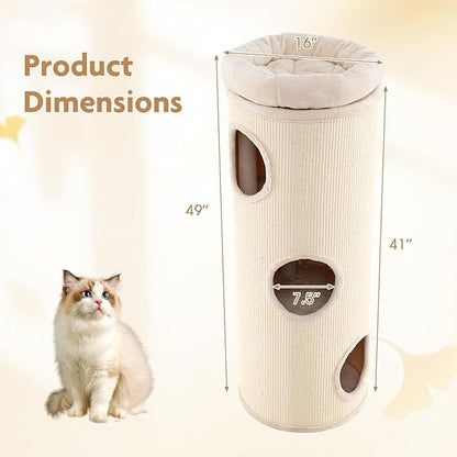 Tangkula 4 Story Cat Tree Condo, 49” Barrel-Shaped Cat House - Image 4