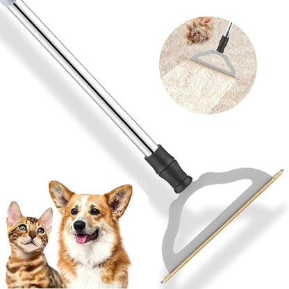 Pet Hair Remover for Carpets, Adjustable Long Handle Carpet Rake for Dog Cat by HIMODA