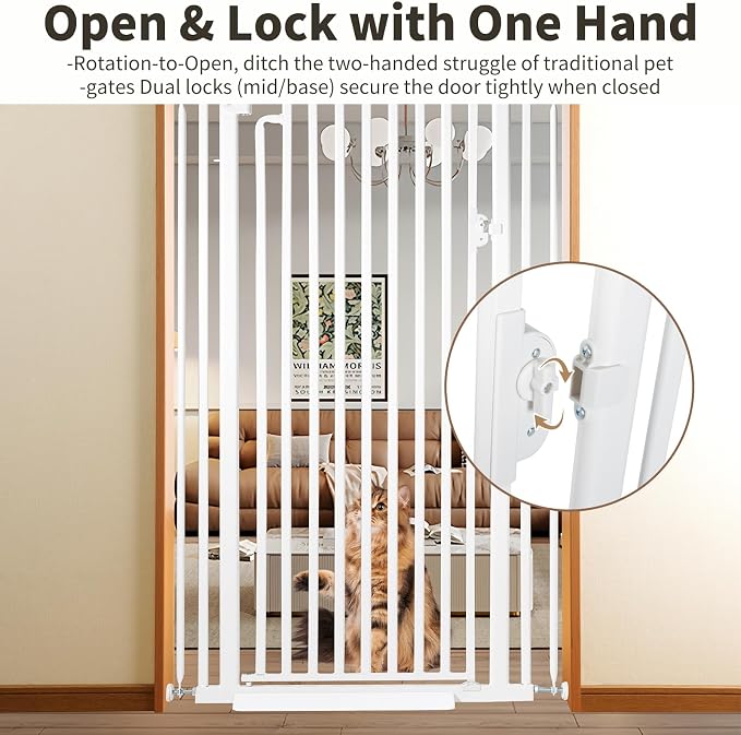 59“ Extra Tall Cat Gate for Doorway：29.4-33.4” Wide Pet Gate, Auto Close/One - Image 2