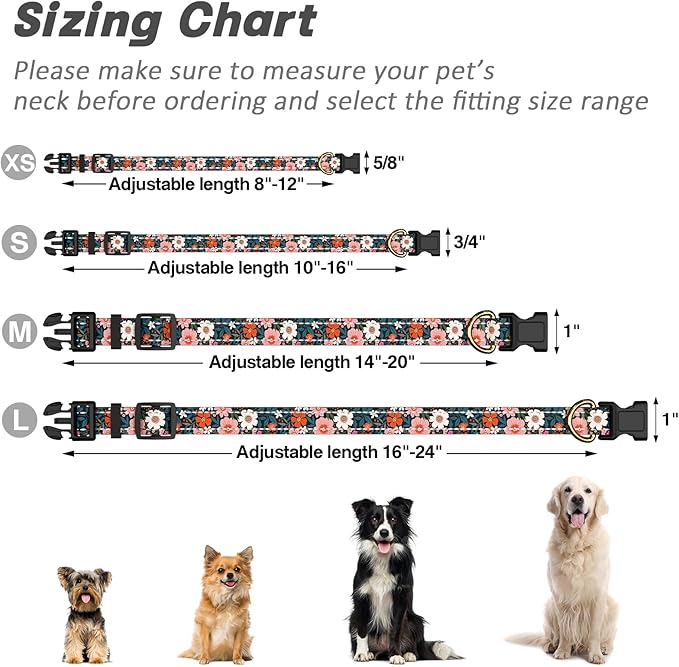 Reflective Dog Collar for Extra Small Dogs, Cute Flower Theme Adjustable - Image 7