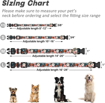 Reflective Dog Collar for Medium Dogs, Cute Flower Theme Adjustable Heavy-Duty - Image 7