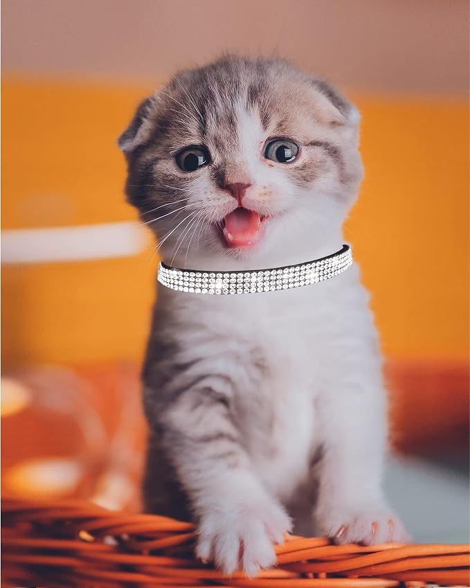 Cat Collars for Girl Cats with Rhinestone Soft Velvet, Breakaway Cat Collars - Image 3