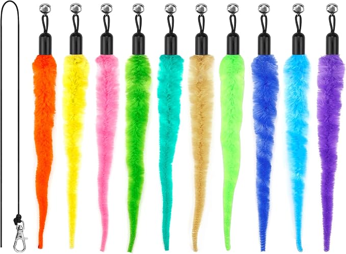 10PCS Cat Worm Toy for Cats, Cat Wand Toy Accessories, Cat Feather Toy by MeoHui