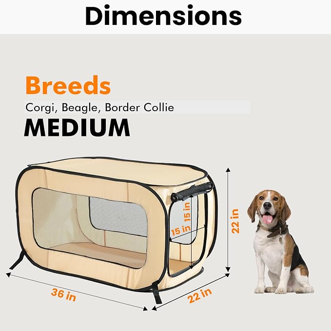 Beatrice Home Fashions Portable, Collapsible, Pop Up Kennel Travel Cat and Dog - Image 2