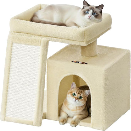 Feandrea Small Cat Tree, Cat Tower Condo, Scratching Ramp, Large Top Perch by FeandreabySONGMICSHOME