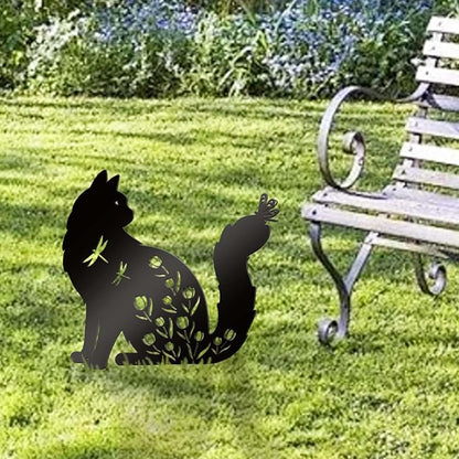 Bnesi Floral Long-Haired Cat Yard Decor Pet Grave Markers Metal Sign Silhouette - Image 5