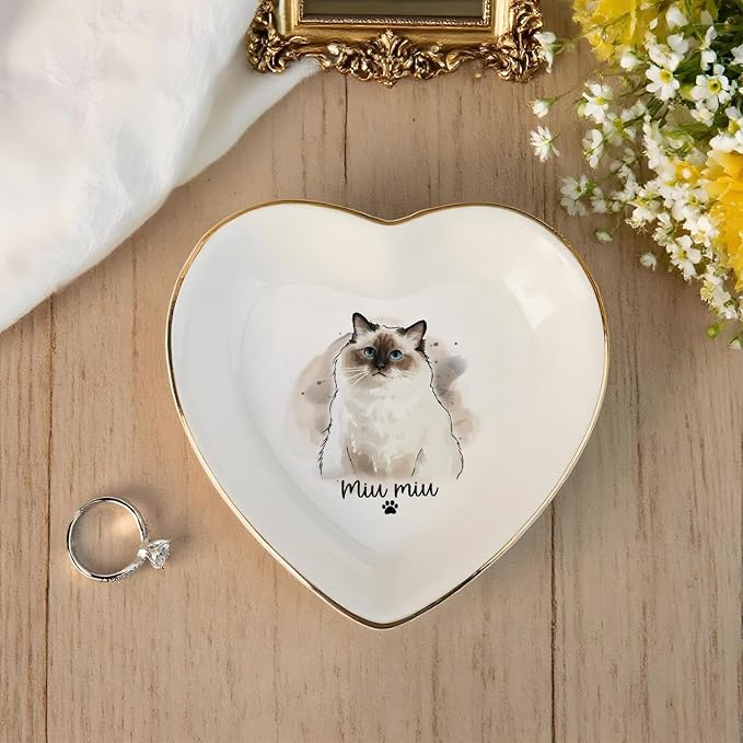 Custom Dog Cat Portrait Ring Dish, Personalized Pet Trinket Dish - Image 6