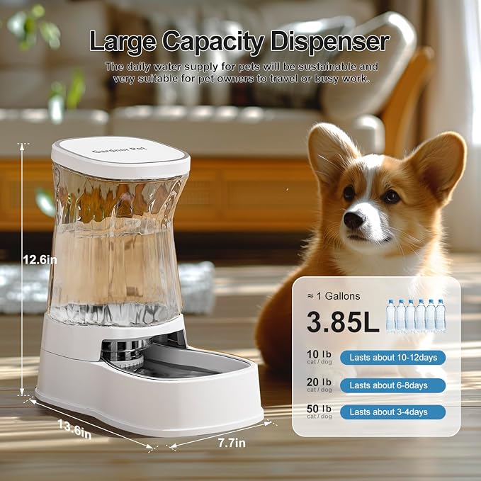 Gardner Pet Automatic Dog Water Dispenser Gravity Stainless Steel Water Waterer - Image 2