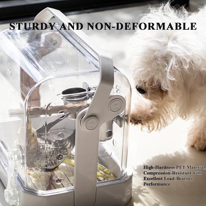 Bird Travel Cage, 10×6.7×8.3 Inches Waterproof & Sturdy Pet Carrier - Image 5