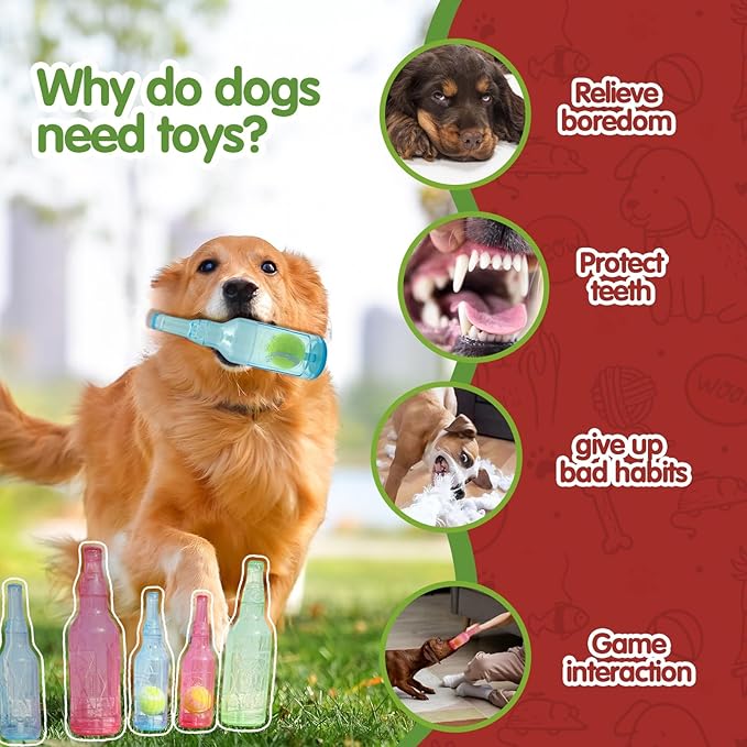 Tennis Ball in Bottle Dog Toy Reinforced and Thickened Rubber Bottle Dog Chew - Image 4