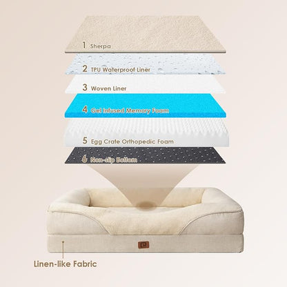 EHEYCIGA Orthopedic Dog Bed for Medium Dog, Waterproof Liner & Washable - Image 3