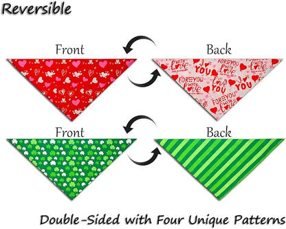 Valentine's & St. Patrick's Day Dog Bandana Set 2PCS-Small, Holiday Party - Image 3