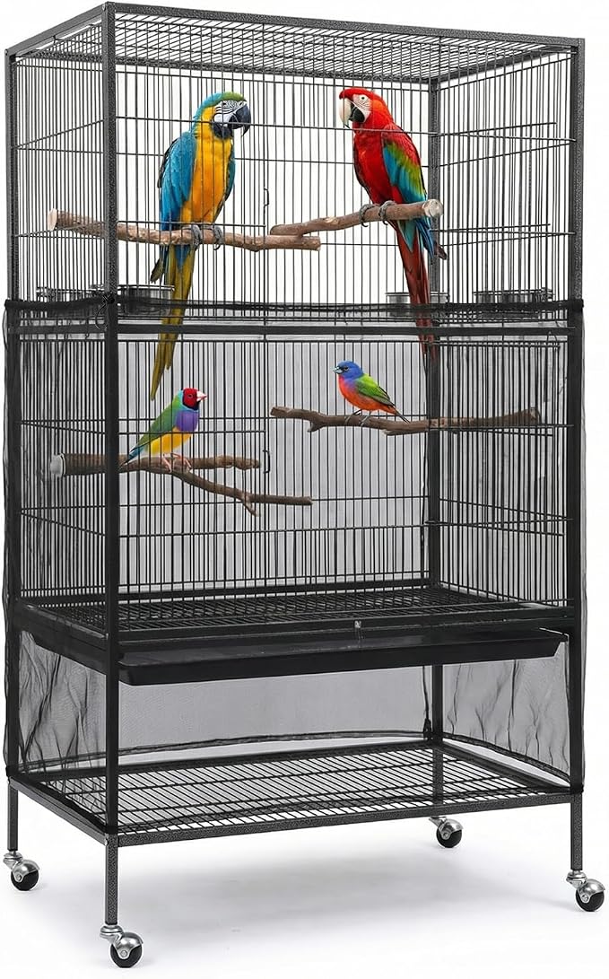 Large Bird Cage Cover Bird Cage Seed Catcher 118 x 31 Inches Adjustable Elastic by Unknown