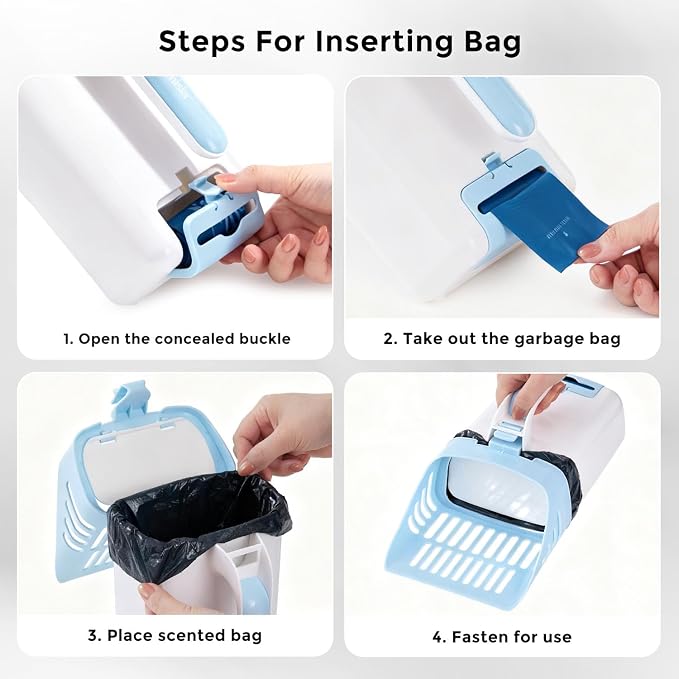 Cat Litter Scoop with Holder & Trash Can, 3-in-1 Mess-Free Poop Scooper - Image 5