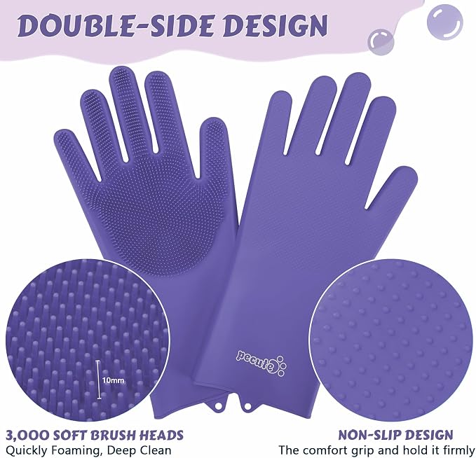 Pecute Pet Grooming Gloves, Heat Resistant, Silicone Bathing and Massaging - Image 3