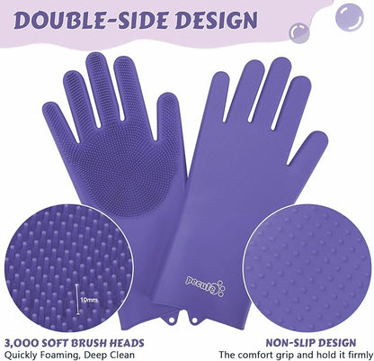 Pecute Pet Grooming Gloves, Heat Resistant, Silicone Bathing and Massaging - Image 3