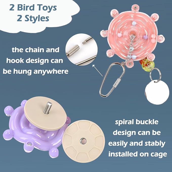 Bird Toys for Parakeets, Colorful Parakeet Toys Wheel, Interactive Spinner - Image 4