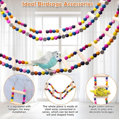 PINVNBY 2 PCS Extra Large Bird Ladder Toys, Wooden Parakeet Swing Toys - Image 5