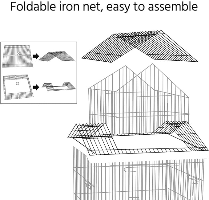 Yaheetech Budgie Cage 55-inch Rolling Standing Triple Roof Medium Parrot Cage - Image 6