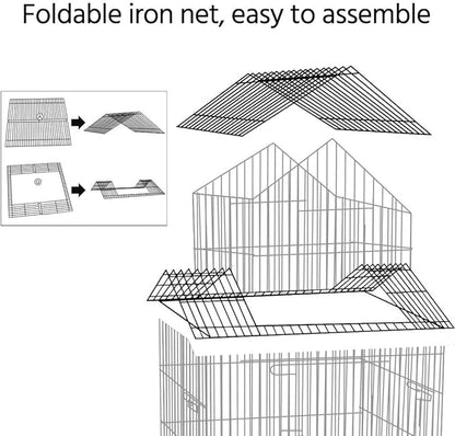 Yaheetech Budgie Cage 55-inch Rolling Standing Triple Roof Medium Parrot Cage - Image 6