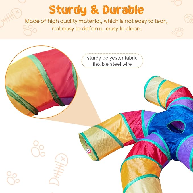 Depets Cat Tunnel for Indoor Cats, 5 Way Large Cat Play Tunnel & Tube - Image 2