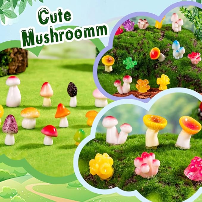DIYDEC 80pcs Mini Resin Mushroom 80 Style Miniature Mushrooms Figures to Hide - Image 3