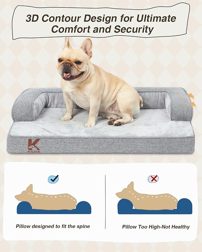 KSIIA Washable Dog Bed Medium Size Senior Dog, Orthopedic Warm Soft Pet Sofa - Image 4