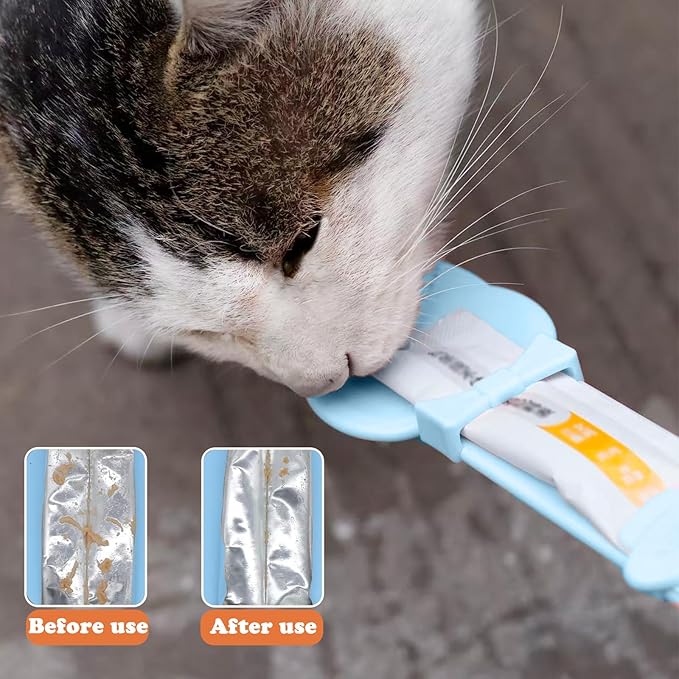 Cat Treat Spoon & 3 Pcs Can Lids | Cat Strip Feeder Squeeze - Image 5