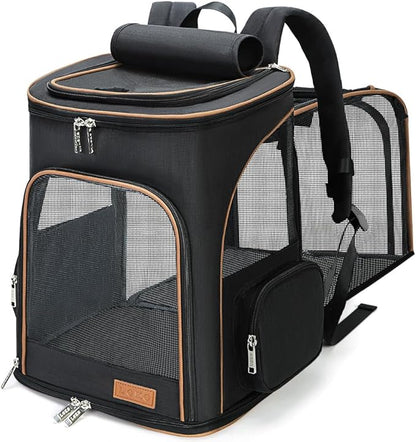 Lekereise Black Cat Backpack for Large Cats and Dogs Up to 20-25 Lbs Expandable by Lekereise