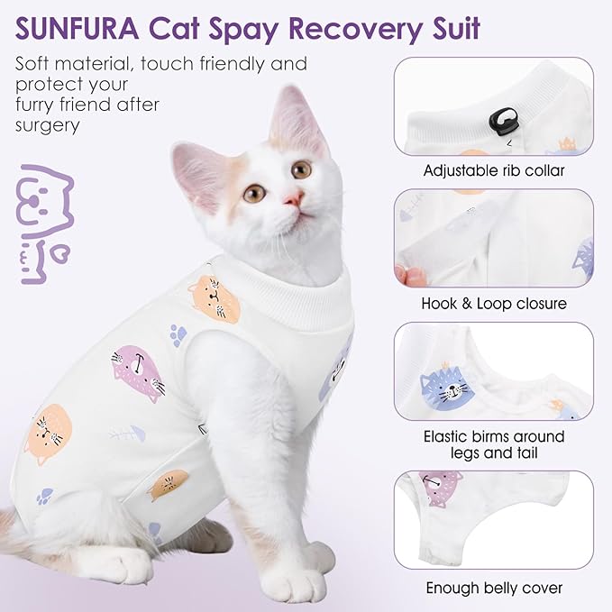 SUNFURA Cat Recovery Suit, Kitten Surgical Full Bodysuit - Image 4