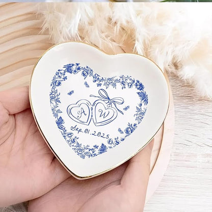 Personalized Ring Dish Engagement Gift, Engaged Ring Holder, Custom Wedding - Image 3
