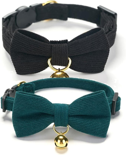 2 Pack Soft Corduroy Cat Collars by Ewinoom