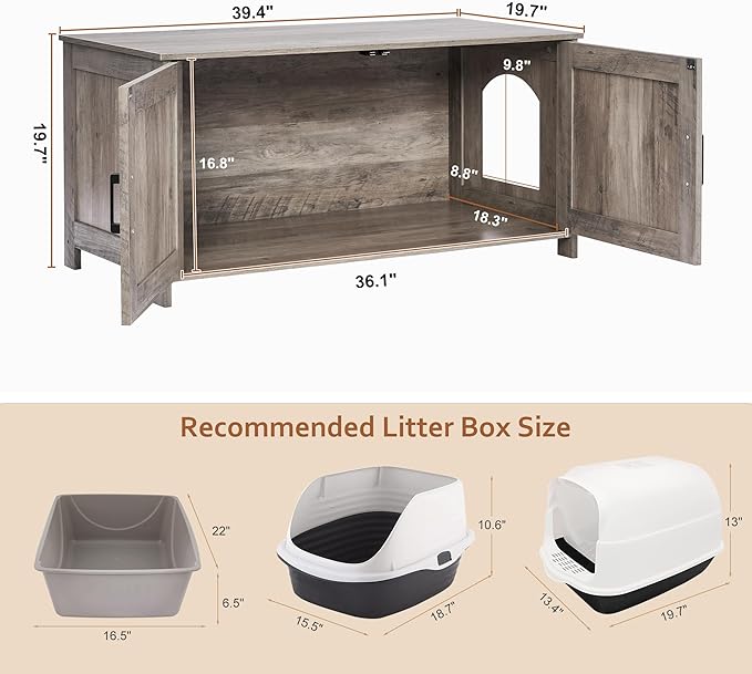 Homhedy 39.4" L Cat Litter Box Enclosure, Pet House - Image 4