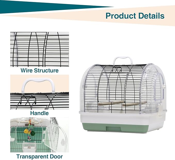 Travel Bird Cage Carrier, Portable Travel Parrot Cage - Image 4